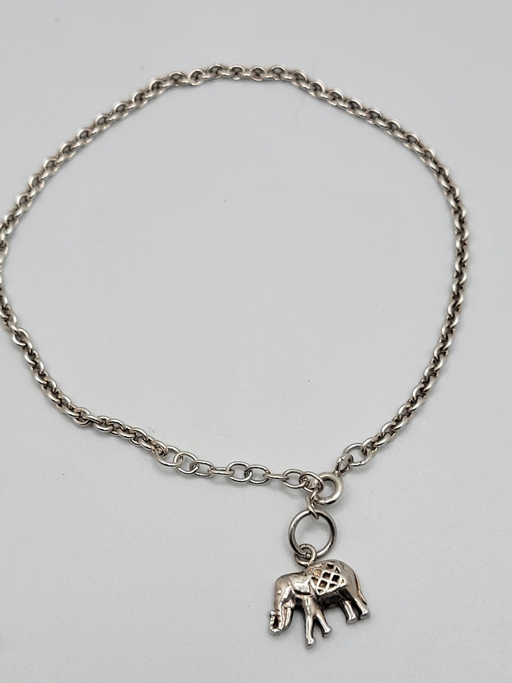 Sterling Silver Elephant Charm Anklet